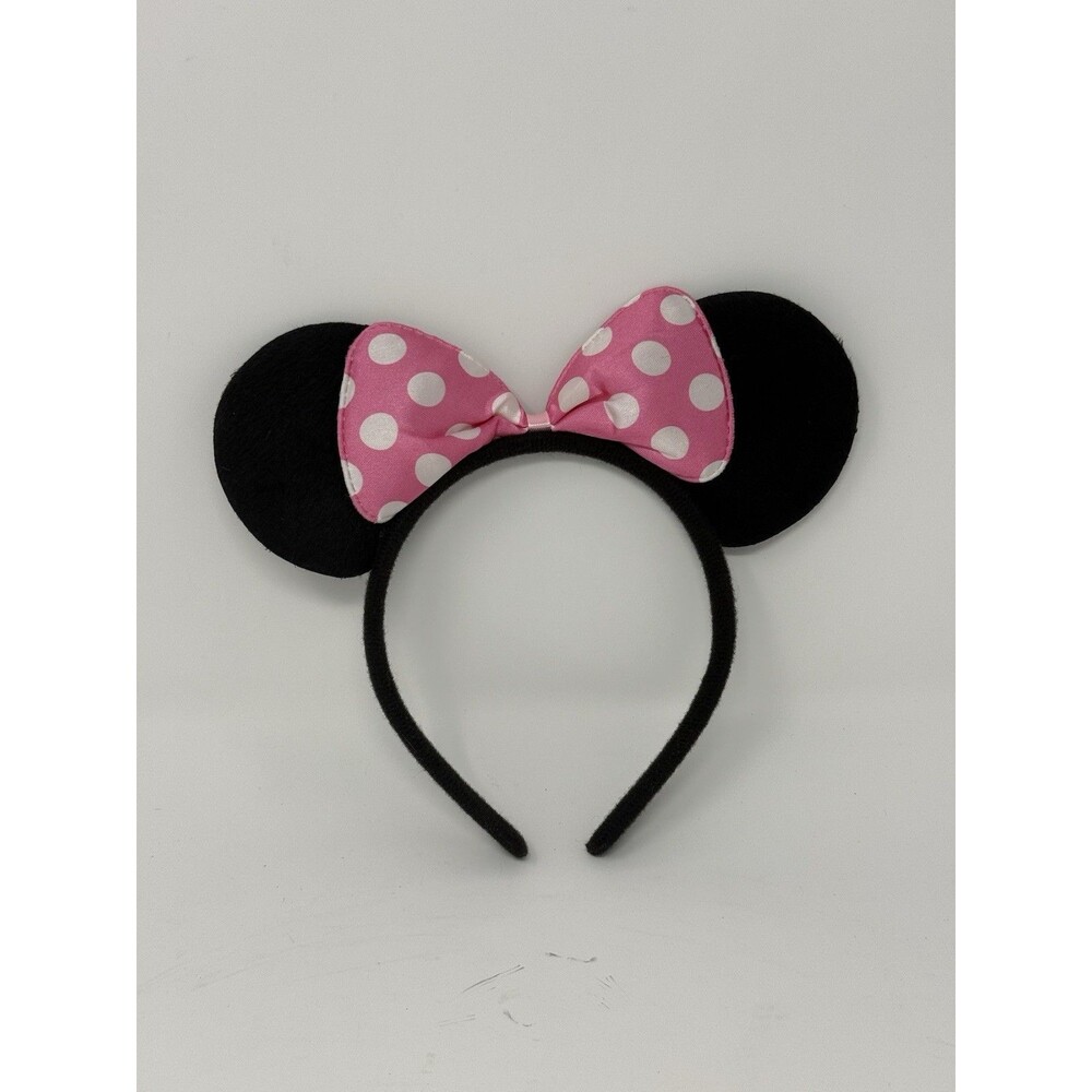 Disney Minnie Mouse Black Ears Headband with Pink and White Polka Dot Bow